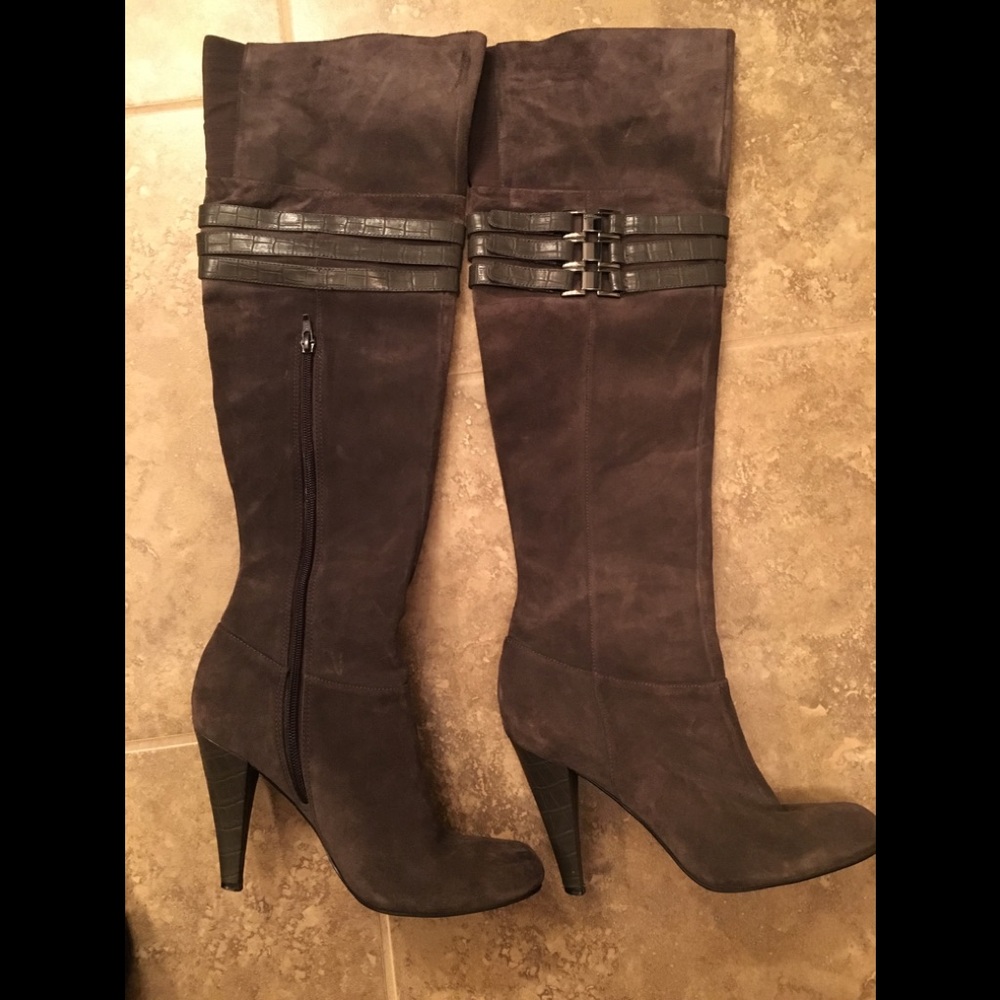 Over the Knee Suede Gray Boots